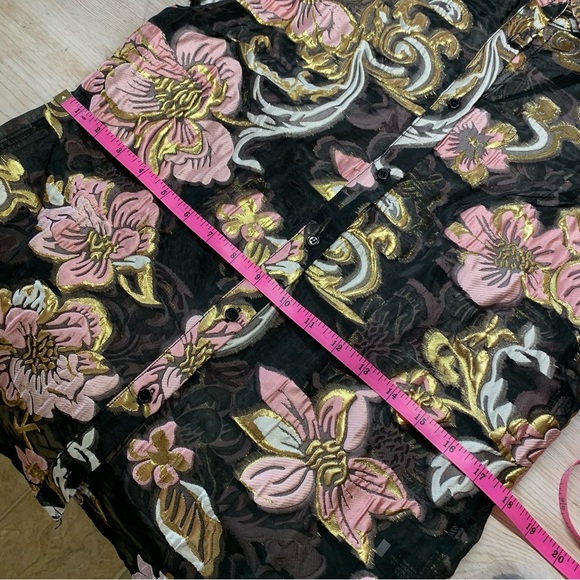 NWOT Boston Proper Sheer Floral Puff Sleeve Button Down Blouse - Picture 10 of 13